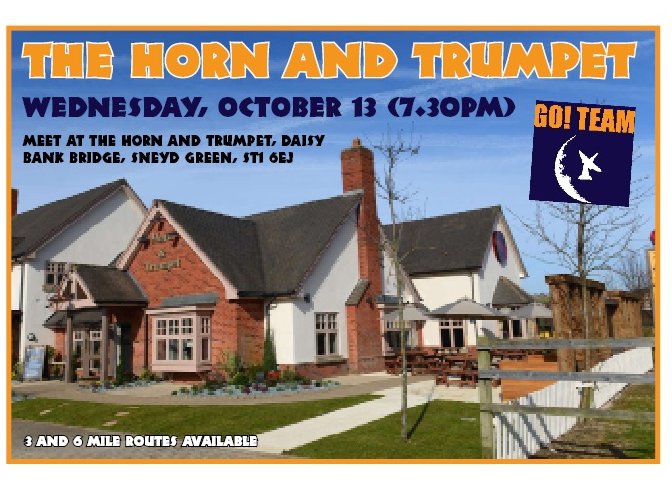 Come and join us at the Horn and Trumpet in Sneyd Green on Wednesday (7.30pm) for our weekly social run. There are three and six mile routes available, with social drinks and a chat afterwards. Everyone welcome!😀🍻🏃🏃‍♂️🏃‍♀️