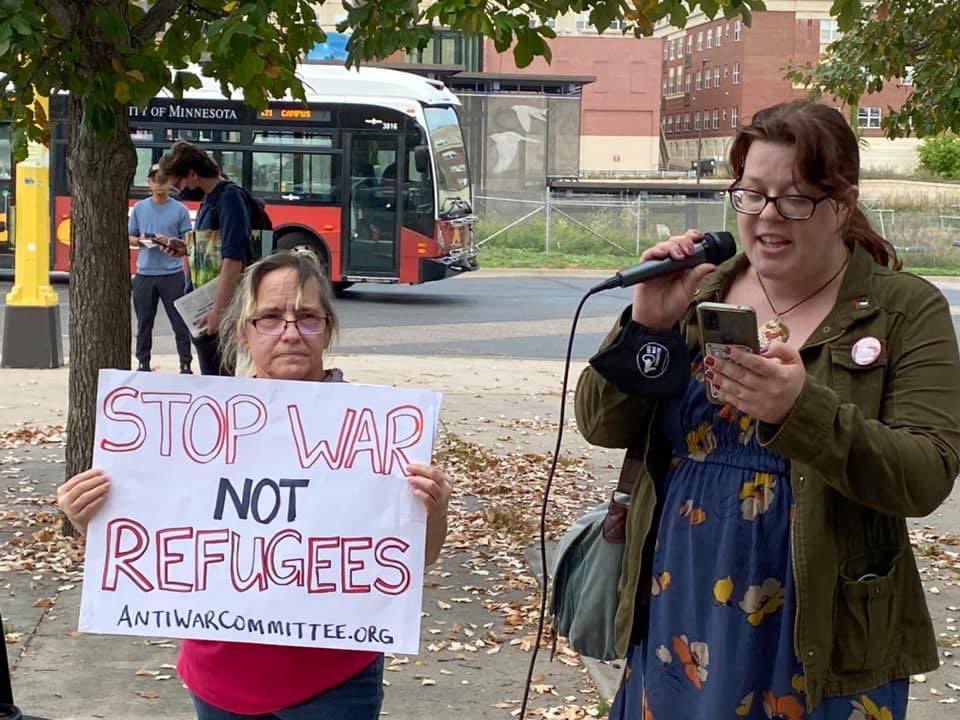 AntiwarMN's tweet photo. Great action today! #StopUSwars https://t.co/eWbanj5K0u