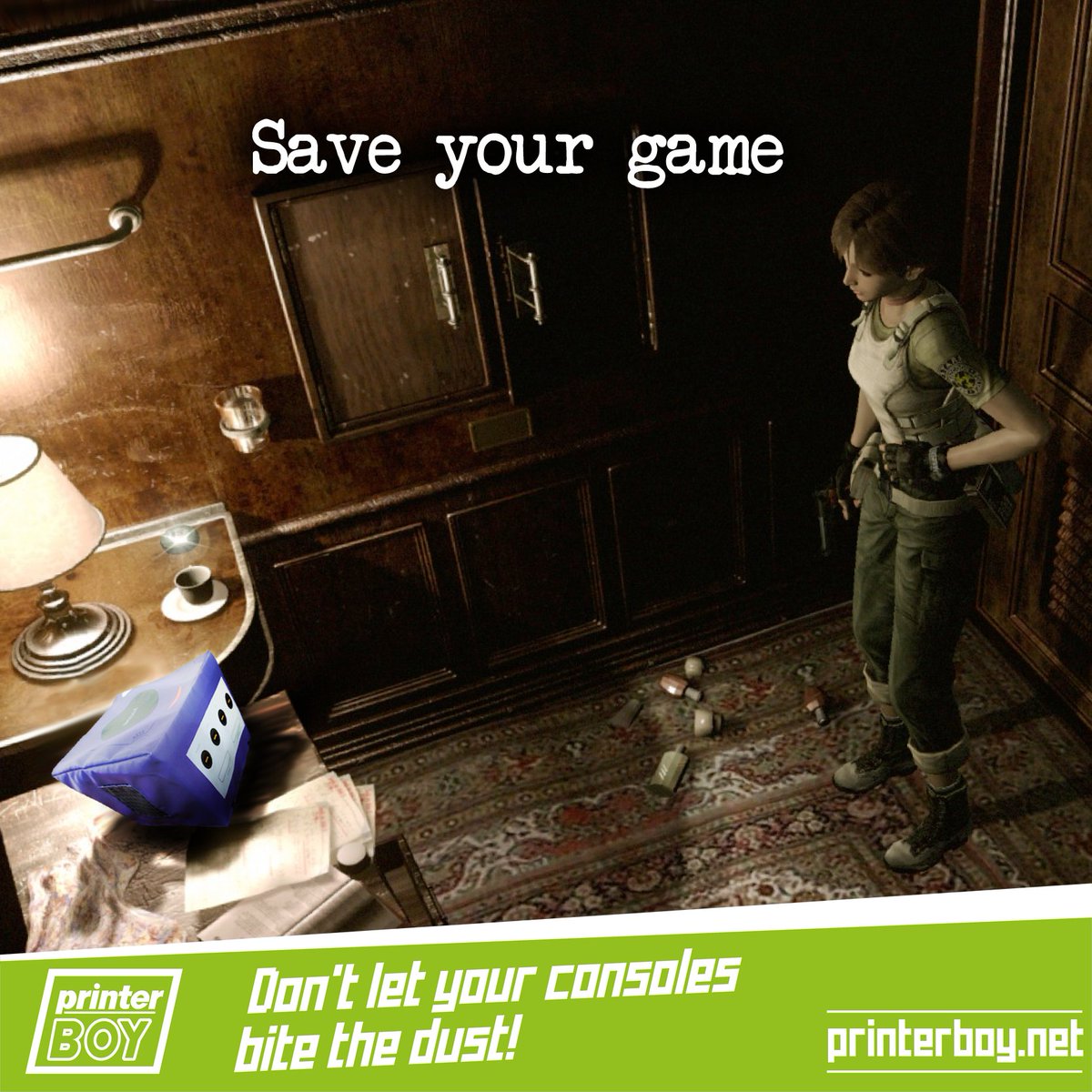 ThePrinter_Boy's tweet photo. Nobody wants an undead console. Protect your gaming devices from the dangers of dust, fur and biohazards at https://t.co/KDLVwVHRA9 ๐งฌ
#gamecube #consoleprotection #nintendo #playstation #residentevil #biohazard #gaming #retro #classic https://t.co/I7rH3Dz7C2