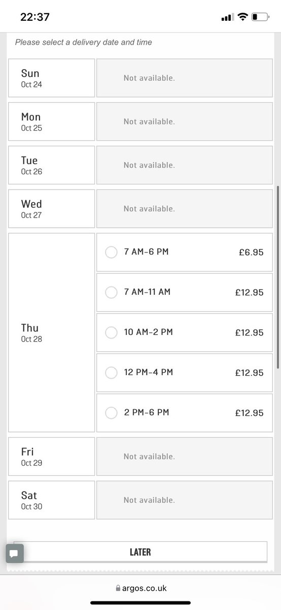 TashaMorrison96's tweet photo. @Argos_Online why tell me I can get it delivered from tomorrow if I can’t for another 3 weeks?! 🙄 especially after showing me a lot of other products online which I can’t actually order because there’s no delivery or store pick up available… https://t.co/sGNdqUlk0C