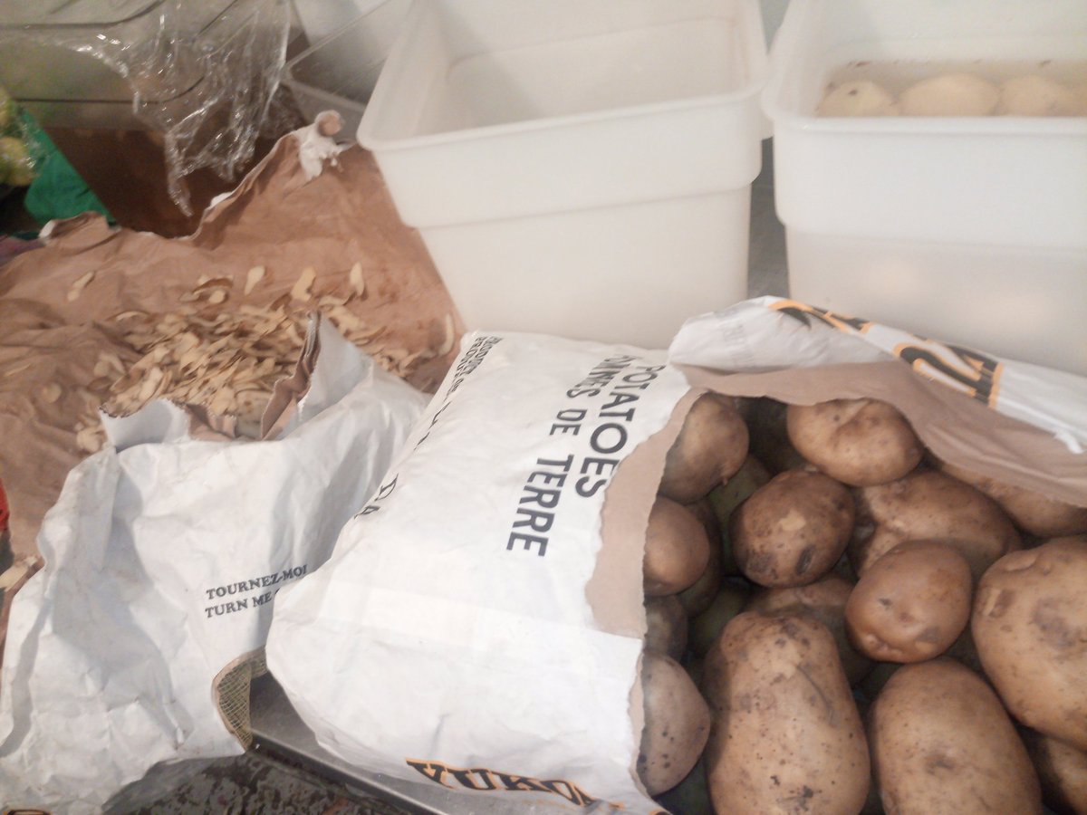 ollieisyms's tweet photo. "Hey Ollie can you help us at the restaurant this weekend?"

"Sure!"
200 lbs of peeled potatoes later!

Mind you the Thanksgiving take home's look/sound amazing.
#DirtyFood https://t.co/F1Q8qnvuKL