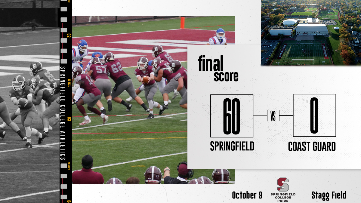SC_Pride's tweet photo. FB: #SpringfieldCollege impresses in its home opener, producing its highest-winning margin since 2010 as it downs Coast Guard, 60-0.

Pride total 548 yards of offense in the victory #d3fb https://t.co/IyGcxhfMW5
