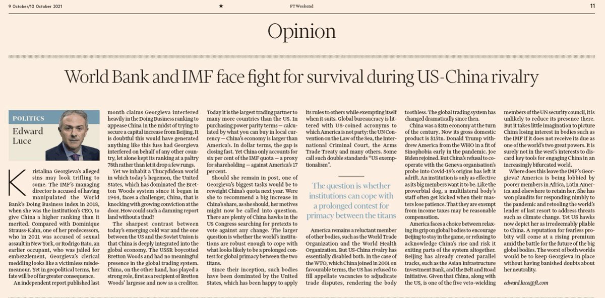 Mientas algunos por acá piensan que el FMI piensa solo en #Argentina, claramente las potencias tienen temas más importantes que atender que atañen al propio FMI. #politica #EleccionesArgentina ft.com/content/de0f99…
