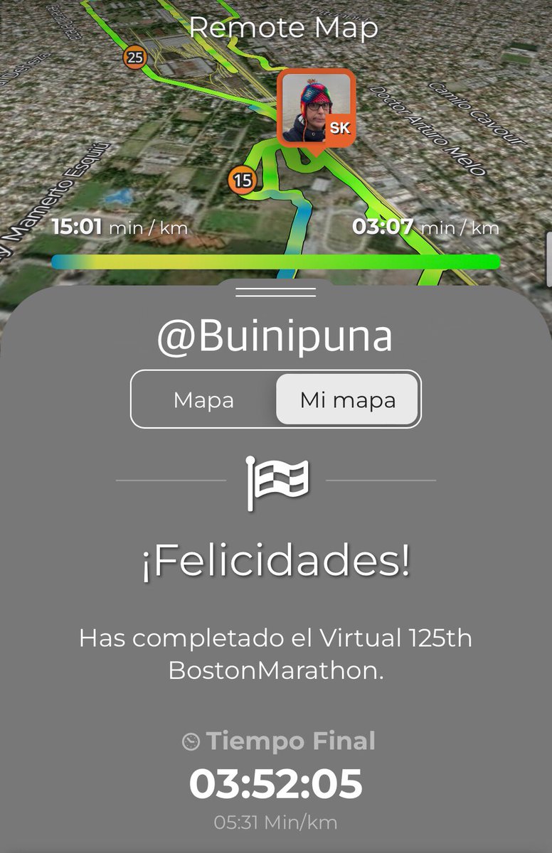 Buinipuna's tweet photo. Se hizo lo que se pudo @bostonmarathon #RunTo125 #BostonVirtualMarathon https://t.co/k3EPOruRkt
