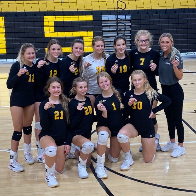 The Hays Lady Indian 9th and JV volleyball teams get the sweep today!  Both teams-Hays High tourney champs!
