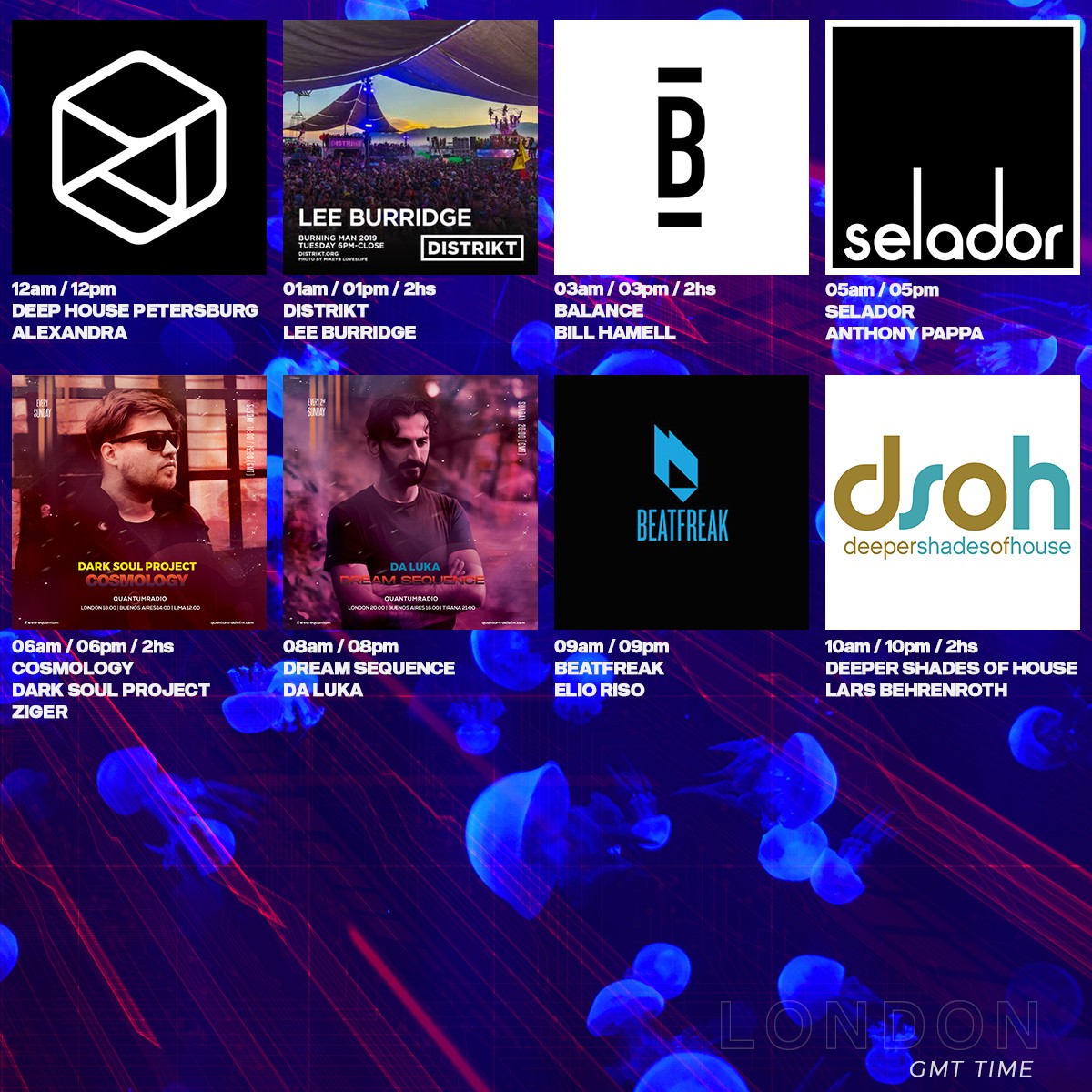 <a href="/quantumradiofm/">quantumRadiofm</a> | 10/10/2021 (GMT)

Alexandra
Lee Burridge (2hs)
Bill Hamell (2hs)
Anthony Pappa 
Dark Soul Project &amp; Ziger
Da Luka
Elio Riso
Lars Behrenroth

Check full schedule on
facebook.com/quantumradiofm
instagram.com/quantumradiofm

#wearequantum