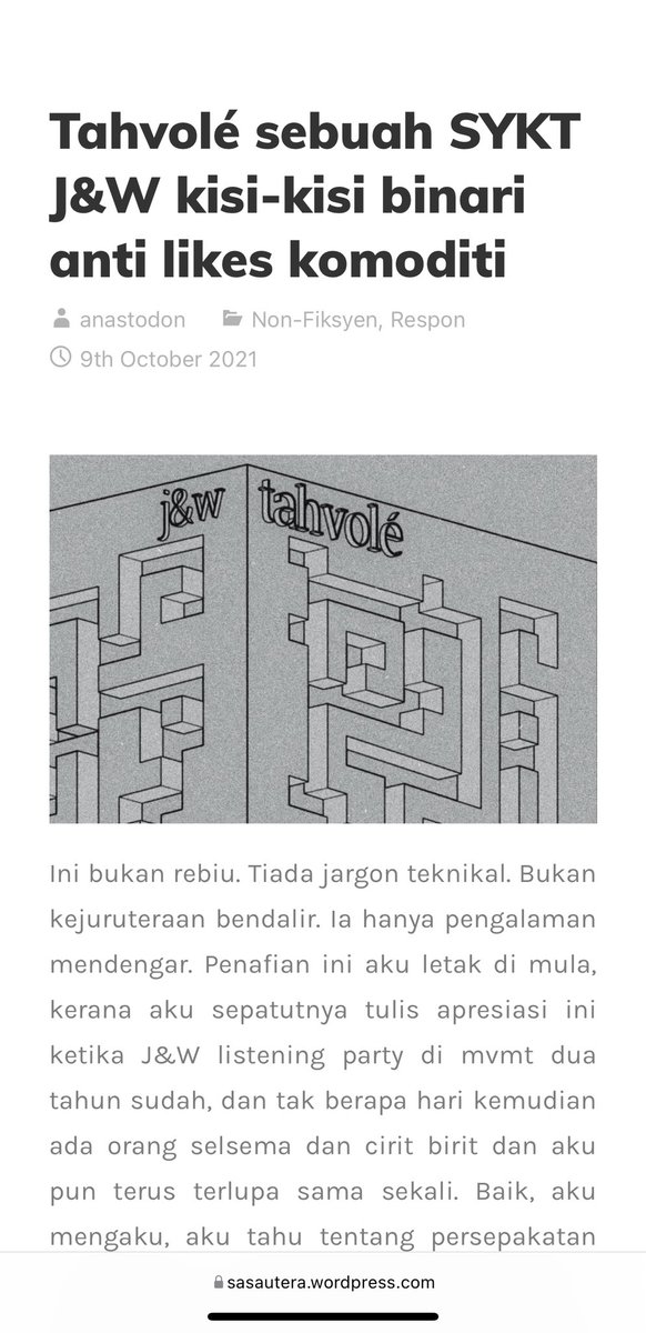 Dalam kesamaran kelihatan seorang Anas Mohd sedang melunaskan dendam menulisnya di belakang daun pintu yang terbuka.

Bacaan penuh boleh diakses menerusi pautan 👉🏼 sasautera.wordpress.com/2021/10/09/tah…