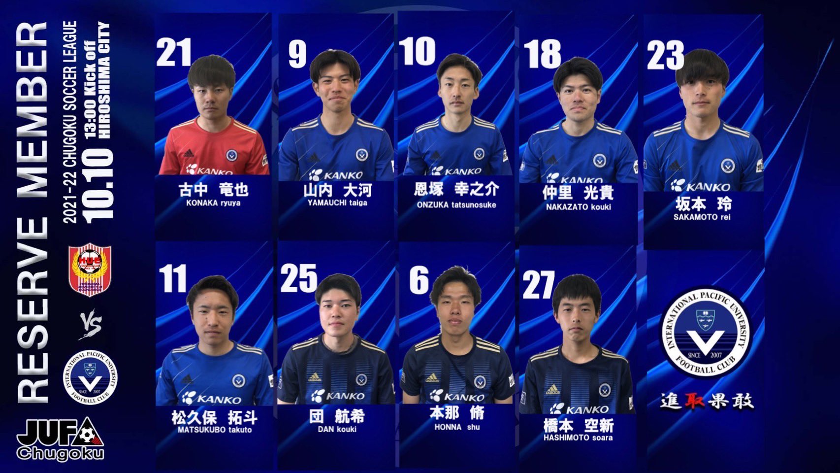 環太平洋大学サッカー部 ユニフォーム