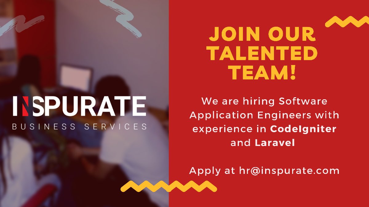 Inspurate's tweet image. We are hiring Web #Software Engineers with hands-on experience in #CodeIgniter and #Larevel  in #Karachi. This is an on-site position. Candidates must be Karachi based. Click to apply inspurate.com/job/web-applic…
