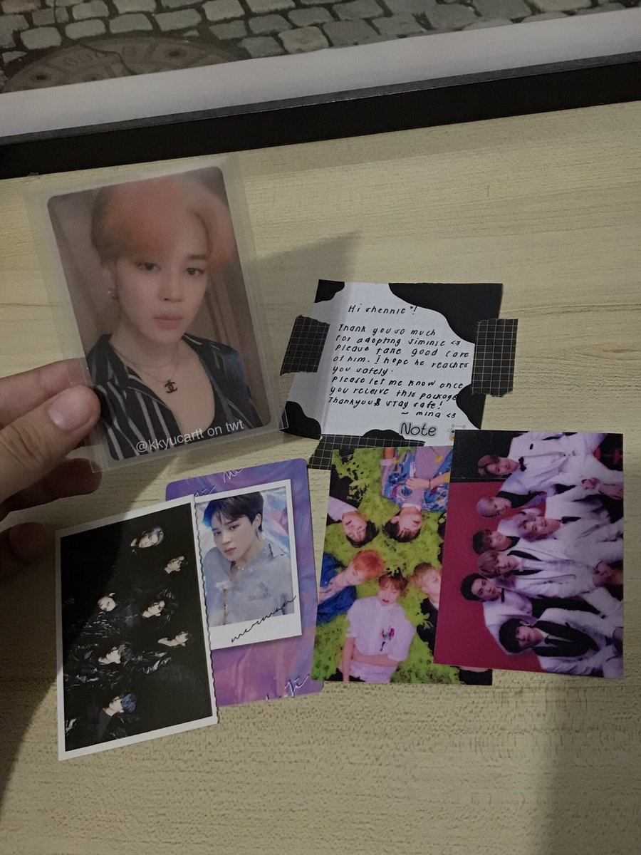kkyucartt's tweet photo. tysm @taehlovr3 for letting me adopt jiminie and for the cute freebies~ the package arrived safely thank you^^ π
#minafeedbacks https://t.co/l3PajJXbYn