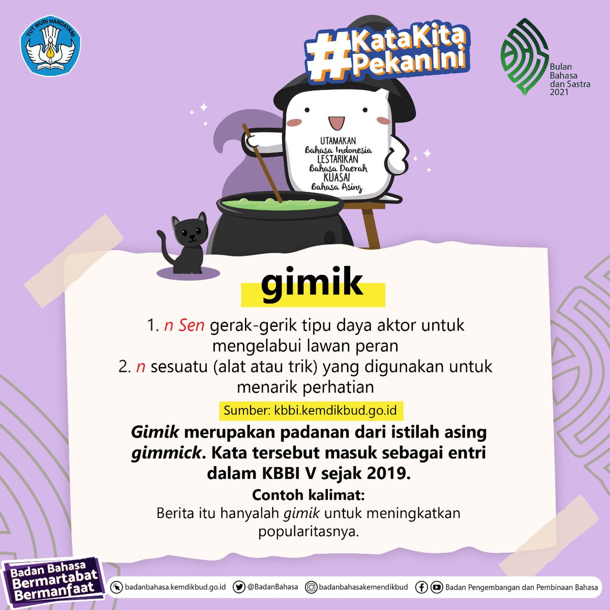 BadanBahasa's tweet photo. Halo, #SahabatBahasa dan #SahabatDikbud. Adakah yang sering menggunakan istilah “Gimmick”? Ternyata padanannya dalam bahasa Indonesia adalah Gimik.
Kira-kira istilah asing apa lagi yang ingin kalian ketahui padanannya? Beri tahu kami di kolom komentar, ya.
#KKPI https://t.co/42OLYvP0aA