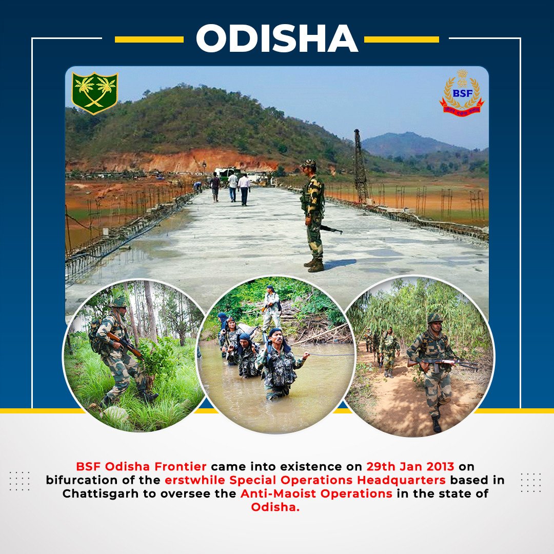 BSF_India's tweet photo. #KnowYourForce
In addition to guarding India's borders with Pakistan & Bangladesh, BSF is also deployed in Left Wing Extremism (LWE) affected areas.
BSF has played a major role in facilitating development as well as improving overall security scenario in those areas.
#JaiHind https://t.co/gSXzPS3mN7