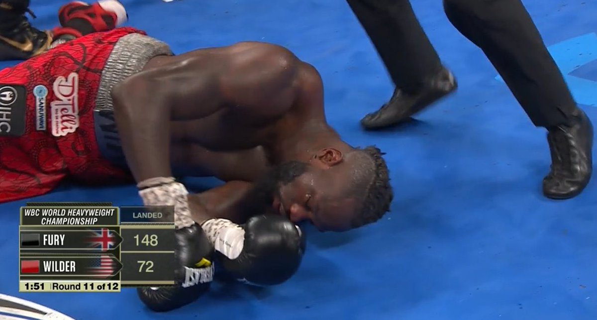 SenakaBReal's tweet photo. What a fight! Fury puts Wilder into deep sleep😴 #FuryWilder3 https://t.co/onFyFZeTAF