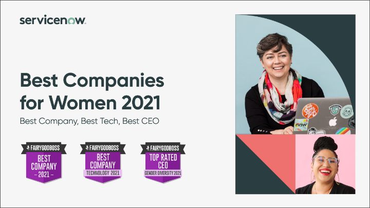 jmwalsh's tweet photo. .@servicenow has been named a Best Company for Women 2021 by @fairygodboss! If you believe in building a fair system of opportunity and treatment for everyone in your company, we'd love for you to join us: https://t.co/F6cyuqwLwF https://t.co/iVkaWlUXHM