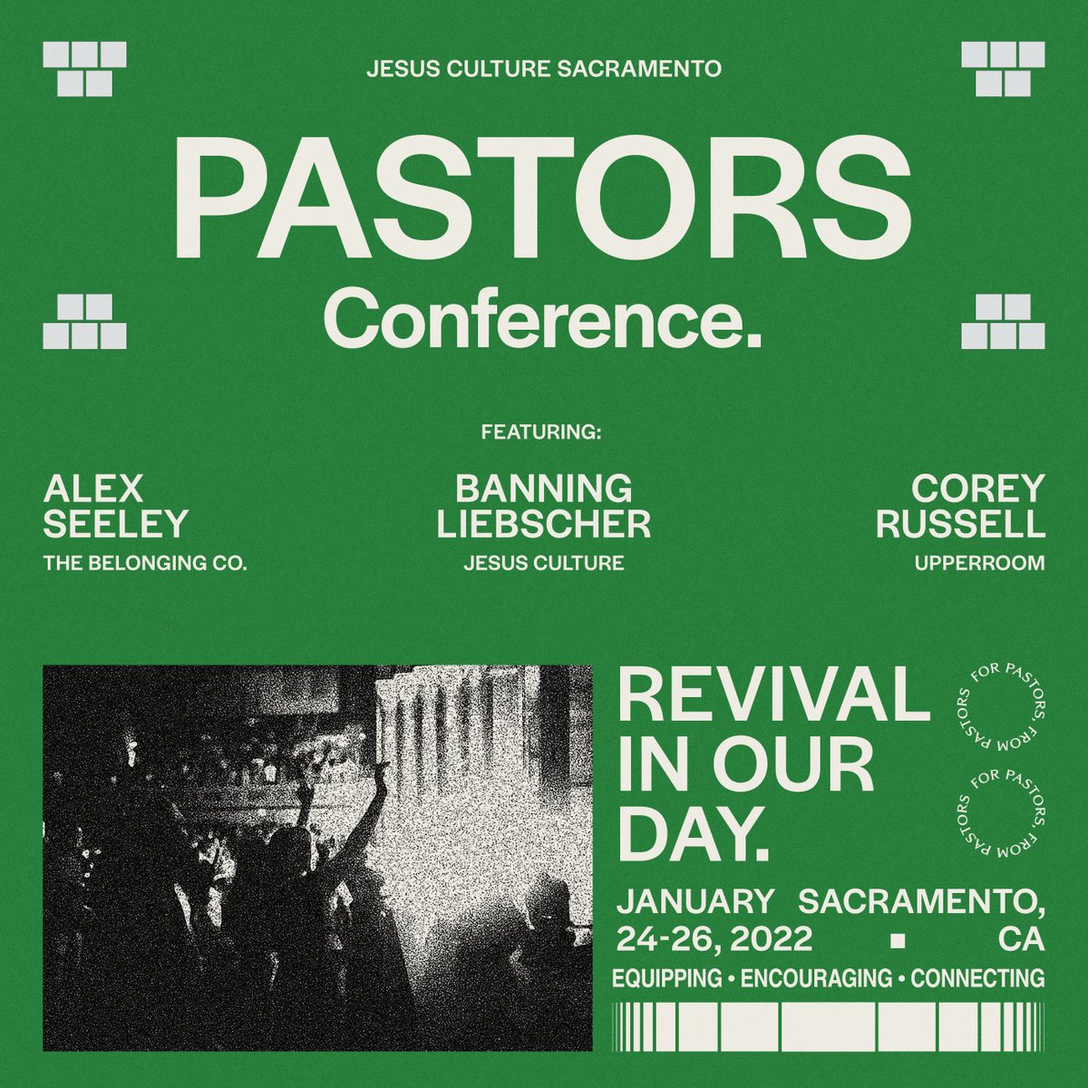 Join a group of pastors, church leaders, and their teams - pursuing one beautiful mission: to see the world awakened and transformed by an encounter with Jesus. 

Pastors Conference
January 24-26, 2022
Sacramento, CA

Pre-sale pricing ends 10/15 😬 JESUSCULTURE.COM/PASTORSCONFERE…