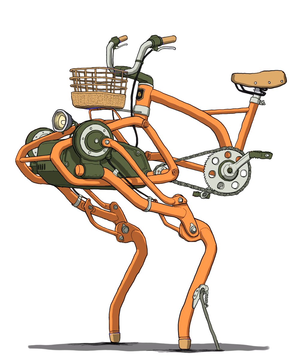 「#メカ #イラスト #illustration 
先進的な自転車をデザインしまし」|がとりんぐ三等兵のイラスト