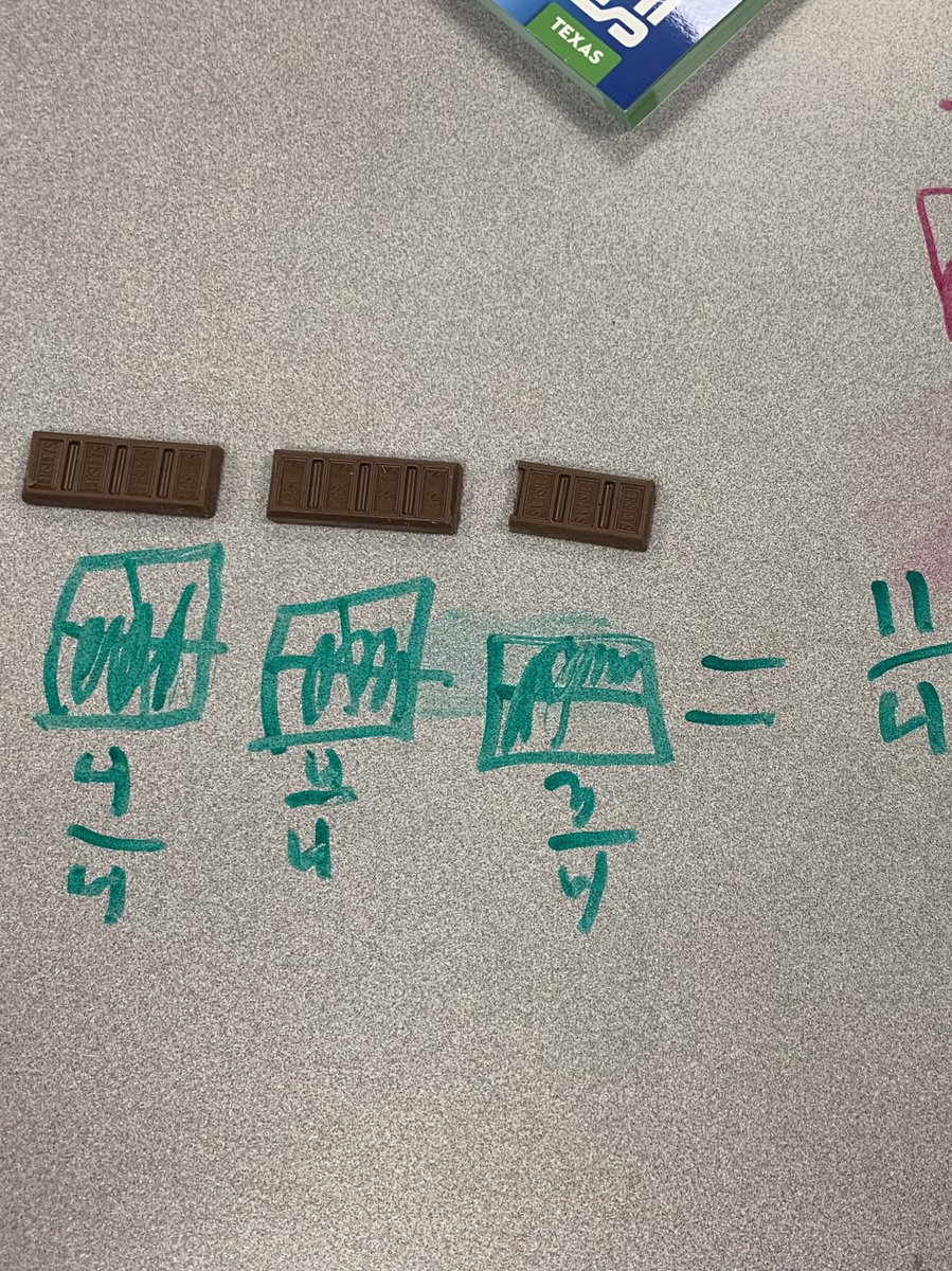 kspring04's tweet photo. Who says fractions can’t be delicious!?! Students used Hershey bars and tacos to create improper fractions this week! #NISDmath @NorthwestMATH https://t.co/Q8d5tWRU4B