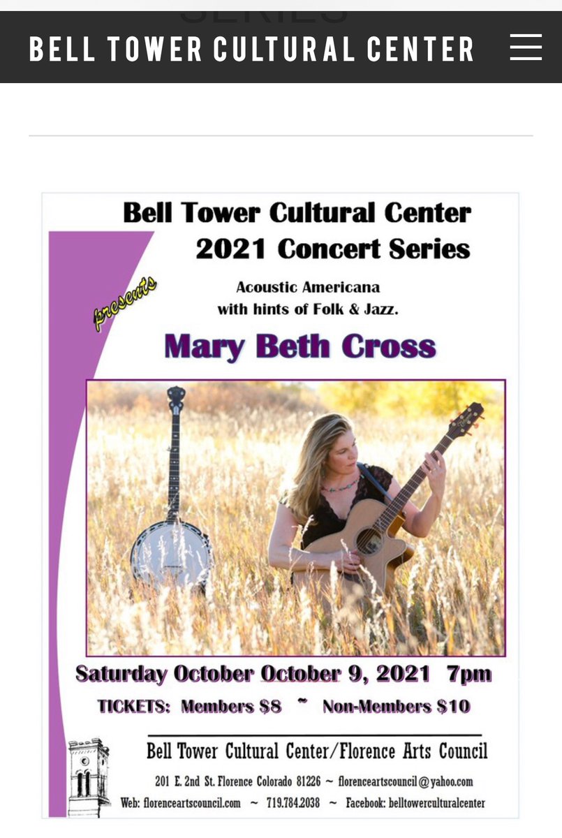mary_cross's tweet photo. So excited to play and sing with David East at the beautiful Florence Bell Tower Cultural Center  this Saturday October 9, 2021. Doors open at 6:30 PM https://t.co/CO8gzW6rlS