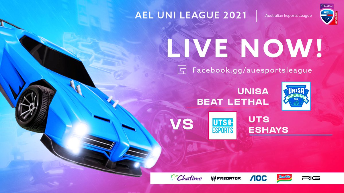LIVE NOW!

Lower Bracket Round 5 match for Rocket League in Season 2 of the 2021 #AELUni Cup presented by <a href="/ChatimeAU/">Chatime Australia</a>!

Watch at: fb.gg/auesportsleague
 
🎙️ <a href="/JrTins_/">JrTins</a> &amp; @_Gex01

#rocketleague #gaming #esports