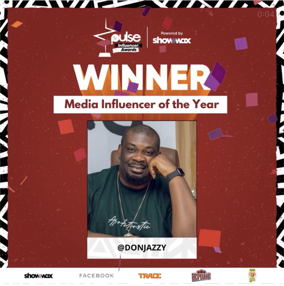 DONJAZZY's tweet photo. I’m emosh right now. 🙈 you guys gave me 2 awards at the  @PulseNigeria247 Influencer award last night. Thank you thank you thank you. GOD bless. 

Let’s listen to some Magixx to celebrate 
https://t.co/KzDwpubHvf https://t.co/PMJz1h0sZo