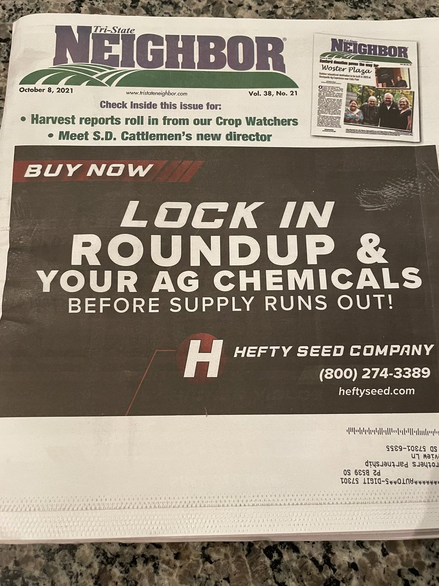 ChetEdinger's tweet photo. 👇This ad is false

I “locked in” Roundup with #HeftySeed in August, had it paid for. 

I’m now told the price was pulled &amp; my price will be spot when it’s delivered. No delivery date yet. 

#heftySeed has no Roundup they have no price.

C’mon @darrenhefty @brianhefty do better https://t.co/IHxgOgboHo