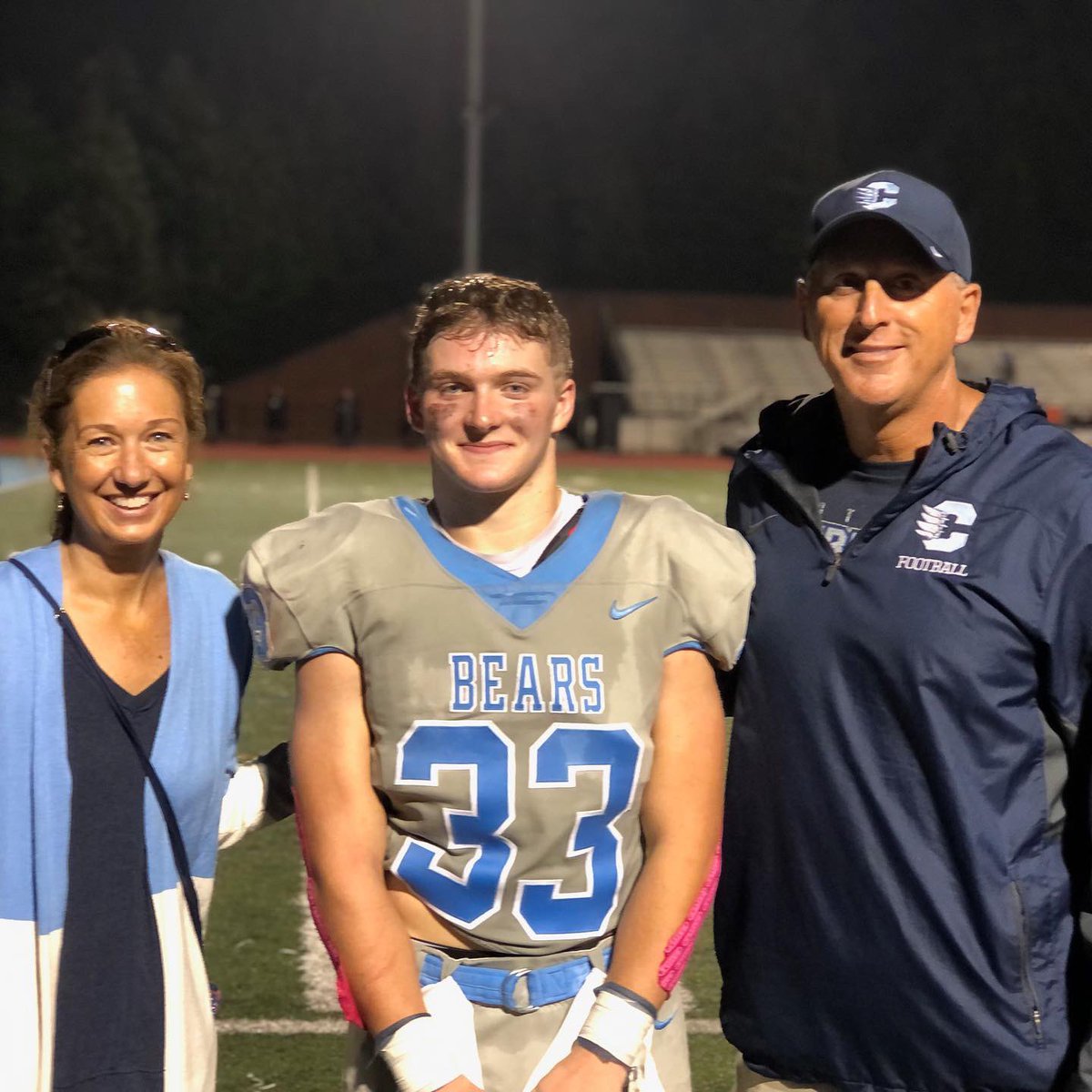 barid84's tweet photo. Cambridge Football is 5-0 at the midpoint.  Ben is having a solid year!  Fun Friday night this past week with his grandparents and Aunt and Uncle in town to watch! https://t.co/b1SJhca2Ko