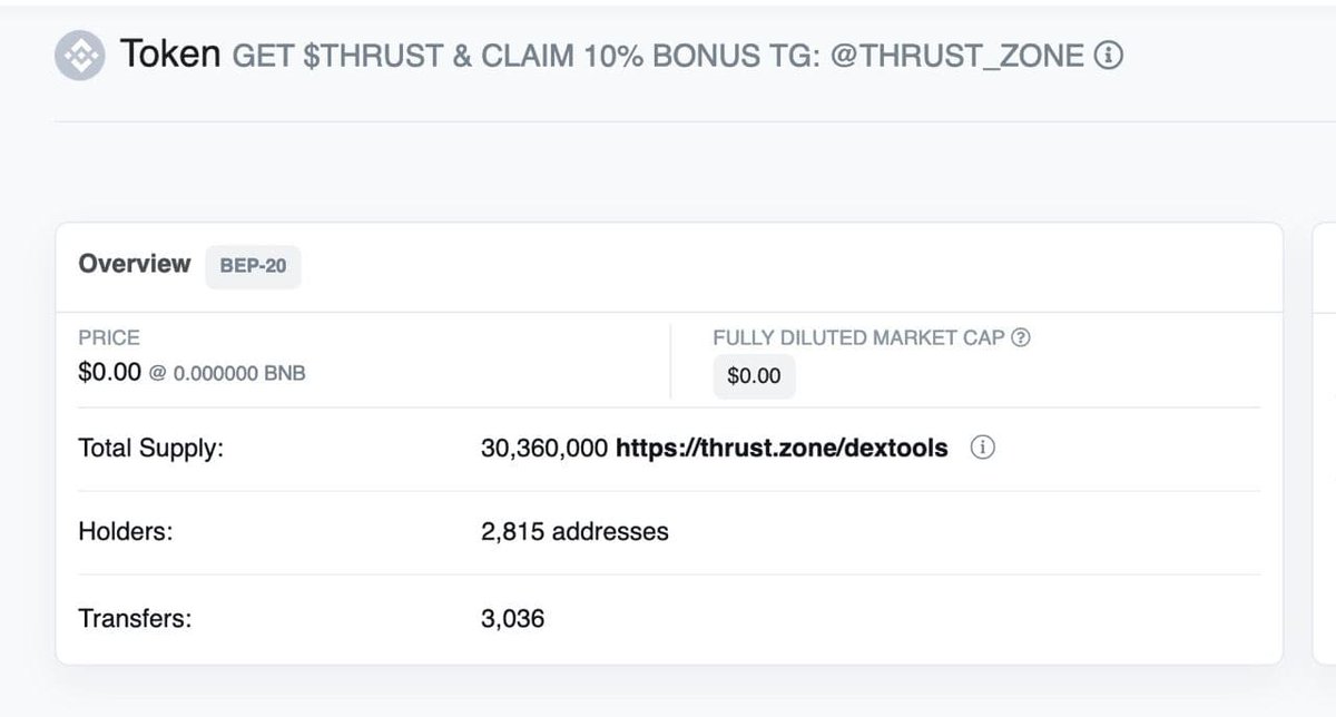Thrust_1's tweet photo. We have developed a bot that distributes advertisement tokens to all recent transactions on Binance Smart Chain Network and Polygon Network. 

If you receive these tokens and buy $THRUST, you can reach out to us on Telegram to get another 10% extra $THRUST!

#DeFi #BSC #Polygon https://t.co/lvlEBBobNF