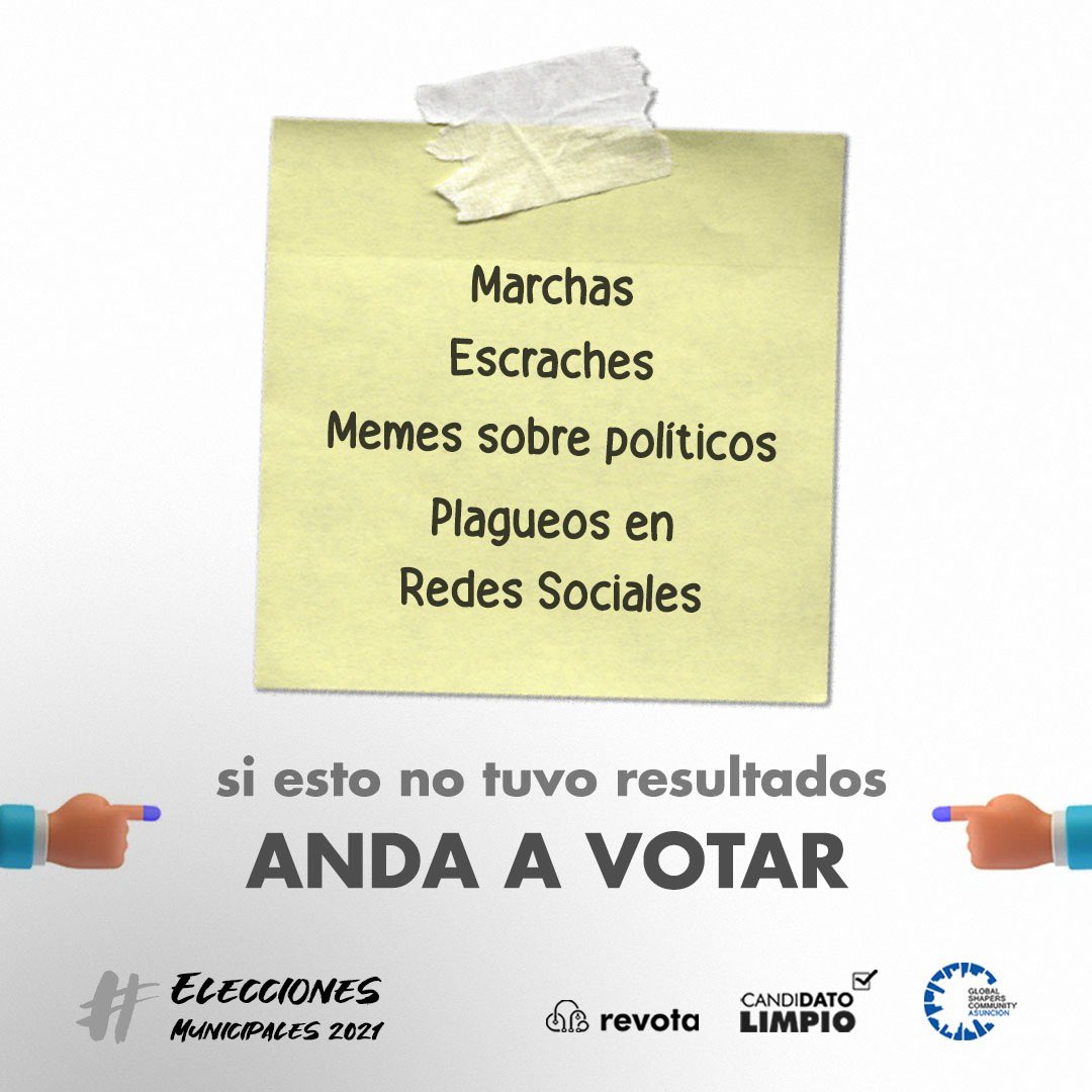 Para ir a votar, no olvides llevar tu cédula pero lo más importante.. NO OLVIDES llevar tu memoria, en especial estos casos que parecen conocidos 🤔
.
ANDA A VOTAR
.
<a href="/shapersasu/">Global Shapers Asunción</a> 
#EleccionesMuncipales2021 
#CandiDATOLimpio
#Revota