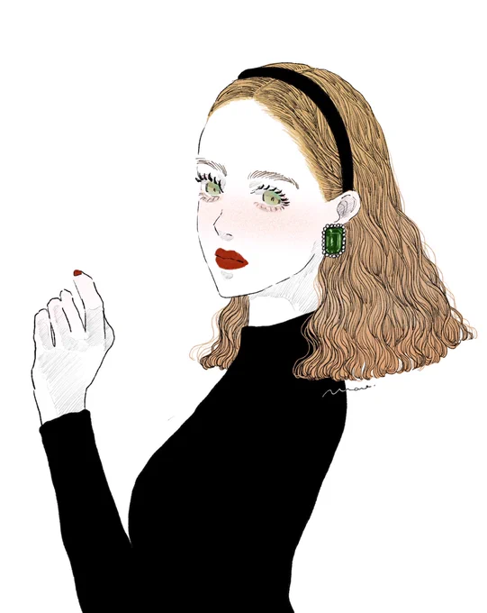 🖤
レディーは黒を着るのよ。

#イラスト
#illustration 