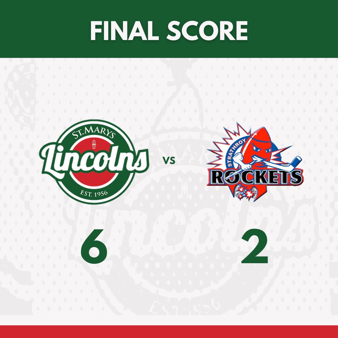 Lincs beat the Rockets 6-2! Mazza, Lamoureux, Munro (2), Schnittker and Lalonde tally and Wheeler collects the W in net #WeAreLincolns
