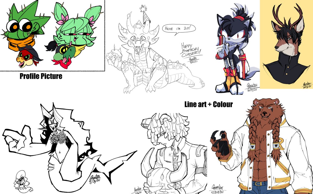 Quest1014's tweet photo. Commissions 😳
Sketch $10 + Char $5 | Coloured Sketch $15 + Char $5 |
Profile Picture $5 + Pfp Render $25 | Lineart $20 + Char $10 + Colour and Cell Shade $5 | Full Render $50 +Char $30 | Character Sheet Render $80 + Cell Shade $60 + Sketch $50. https://t.co/ktmWjJwMbk