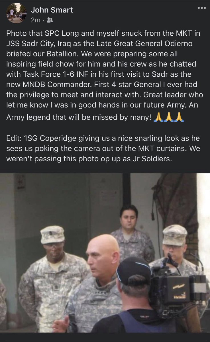JohnSmart8's tweet image. Twitter and there character limits smh, wanted to share because this was so important to us as younger, jr soldiers - to see someone of such value personally visit hell as he begun Command after all he had already invested. Rest In Peace, Sir!