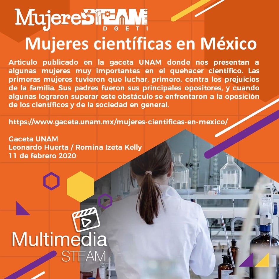 MujerSTeamDGETI's tweet photo. Hoy en #Sábado de #MultimediaSTEAM les compartimos el artículo publicado en la gaceta UNAM donde nos narra sobre la trayectoria de científicas mexicanas que han contribuido notablemente en el desarrollo de grandes proyectos, y no han sido reconocidas como merecen. https://t.co/YRWoiEEIDe