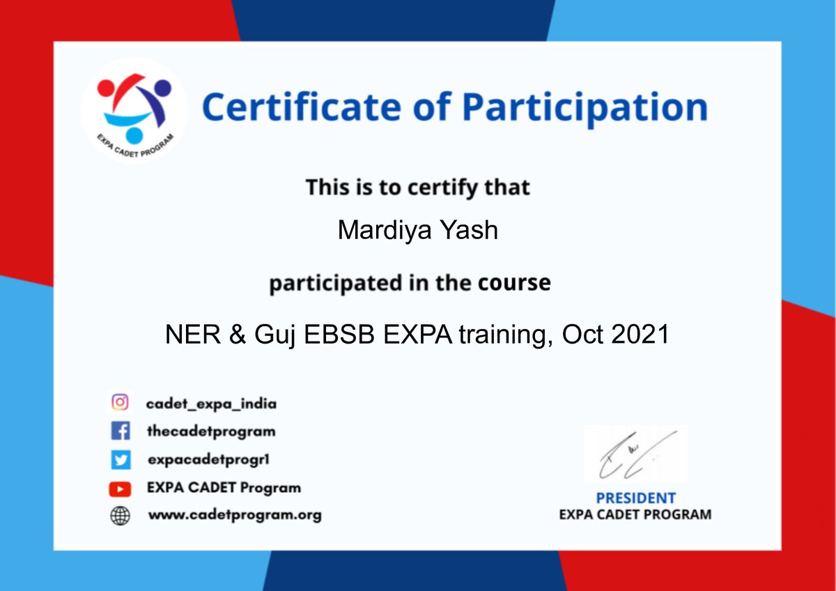 yash_1_43's tweet photo. Finally Online Ncc Camp Completed ๐ช
#EXPACADETPROGRAM #ncc @SHIFUJIJAIHIND https://t.co/lX4cT4fGWS