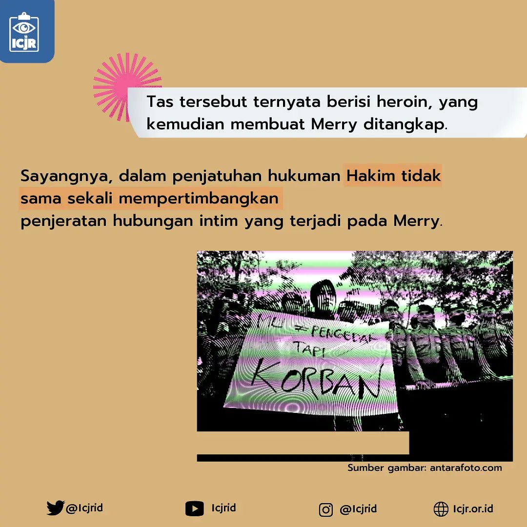 ICJRid's tweet photo. [Hari Anti Pidana Mati Sedunia] 

Dalam rangka memperingati Hari Anti Pidana Mati Sedunia, mari kita baca sebuah kisah dari Merry Utami dalam infografis ini!

#HariAntiPidanaMati #AntiPidanaMati #MerryUtami https://t.co/jDHBIeSXKc