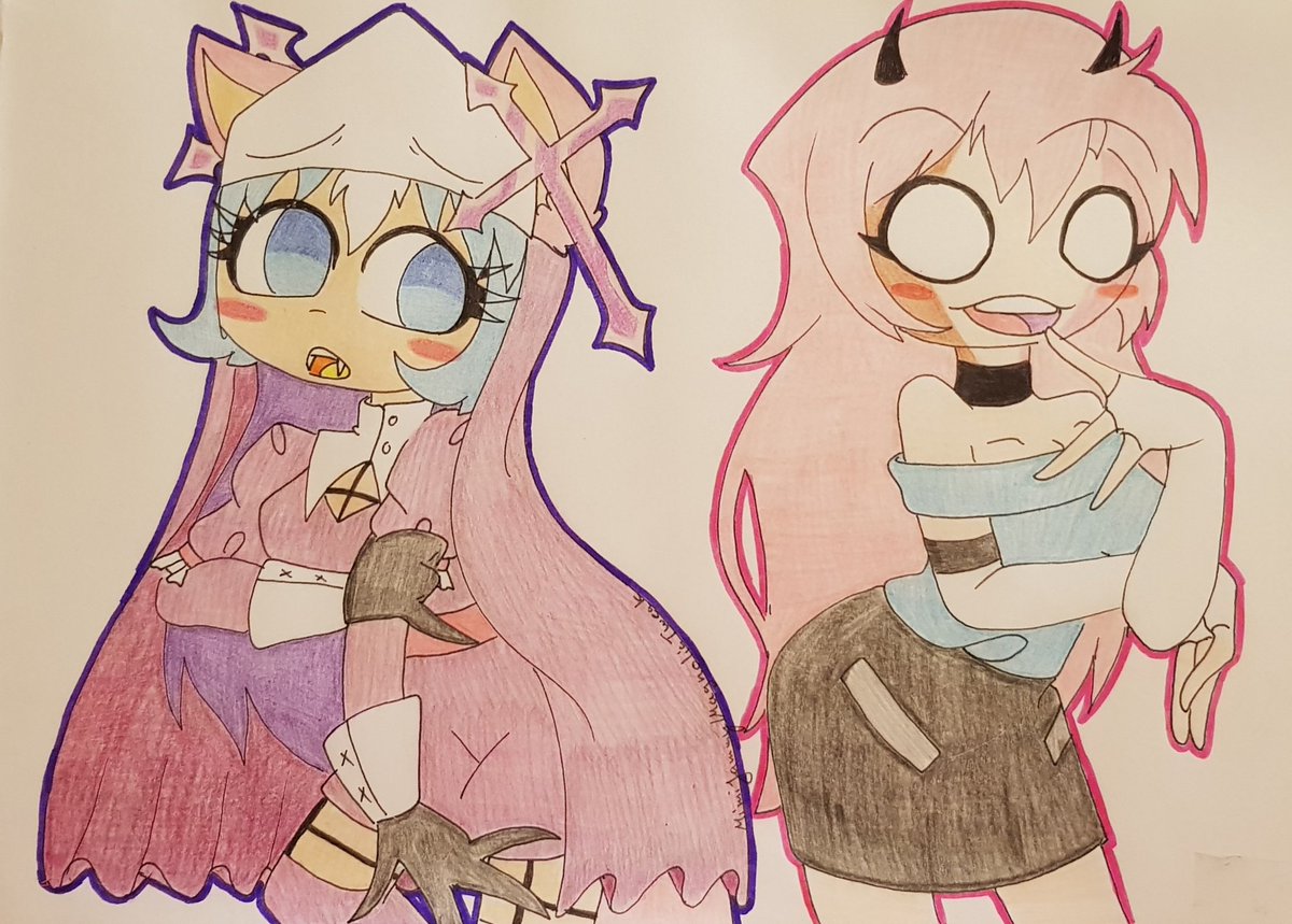 MagnoliaTweak's tweet photo. Hello my Dears,
to see are Raniya and Sarvente. Sarvente wanted to swap clothes with Raniya to annoy Ruv.
For @ColinDPup and @GhostRaccoon1
#fridaynightfunkin
#fridaynightfunkinfanart
#fridaynightfunkinoc
#sarventeandraniya
#clothswap
#MyArt https://t.co/GnEZx47Yva