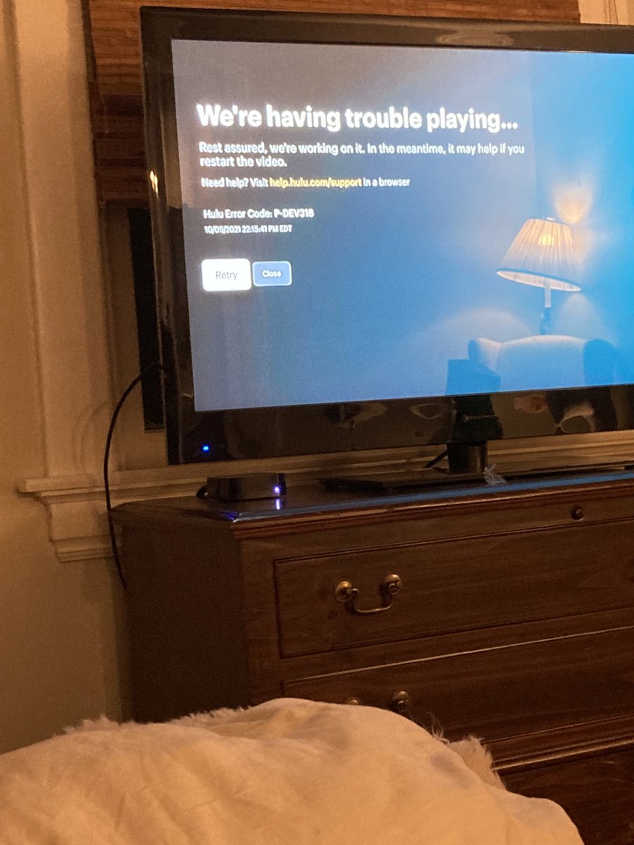 T_Allman's tweet photo. @hulu_support all night Hulu. This is the screen we keep getting https://t.co/COGo0tnfuz