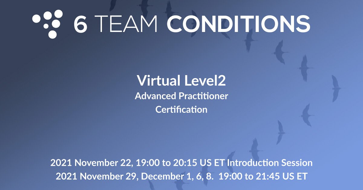 Take your #teamcoaching to the next level! Enrolling now - advanced practitioner #certification 6teamconditions.com/product/virtua…