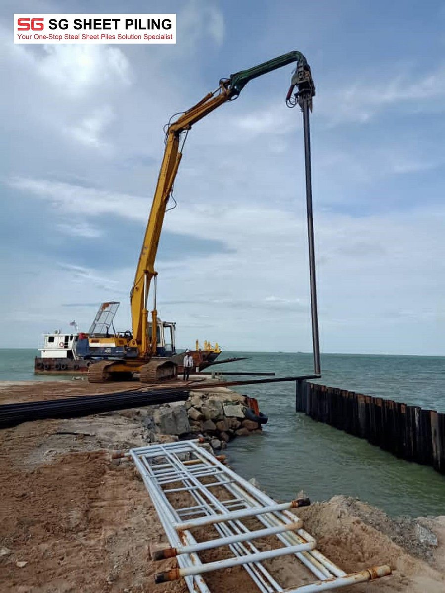 Supply sheet pile FSP 3A in 15m long for new Jetty Development at Malacca,  Malaysia #sgsheetpiling #sheetpile #jetty