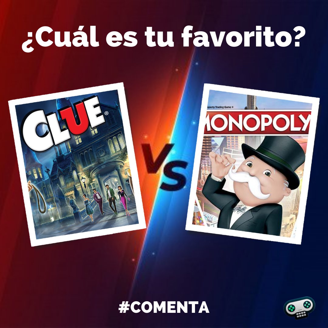AHBGames's tweet photo. Hoy les traemos un duelo para los amantes de los juegos de mesa! #Clue 🕵️‍♂️  VS #Monopoly 🤑  ¿Cuál de estos 2 populares y clásicos juegos de mesa prefieres? 
.
.
.
.
#cluedo #juegodepalabras #versus #juegosdemesa #juegossociales #minijuegos #sábado #monopolio #nochedejuegosdemesa https://t.co/2FZXoKJoip