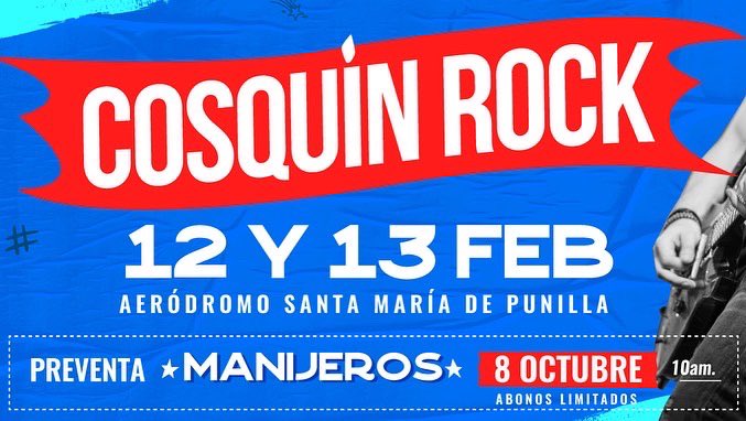 #Musica 🚀Hermoso anunciar que se viene una nueva edición del <a href="/Cosquin_Rock/">Cosquín Rock</a> el 12 y 13 de febrero en el Aeródromo Santa María de Punilla y no podes faltar! cc <a href="/josedpalazzo/">jose palazzo</a> ➡ Preventa online de abonos vía <a href="/edenentradas/">Edén Entradas</a> #CR22