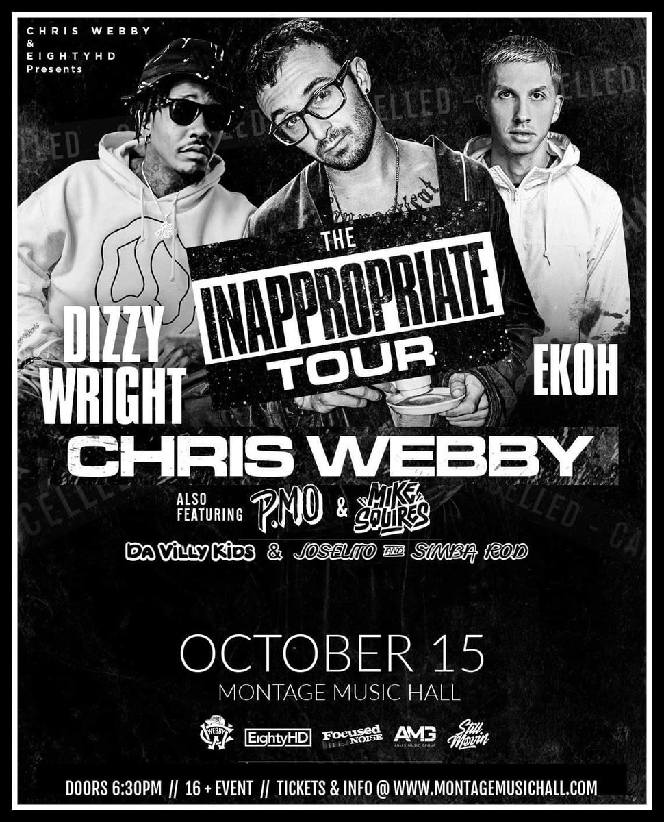 Da_Villy_Kids's tweet photo. Friday october 15th we open for @ekohmusic / @DizzyWright  / @ChrisWebby 
Get those tickets! 
🤘🏼

 #dvk #davillykids #rochesterny #Buffalo #ekoh #chriswebby #dizzywright https://t.co/9F51KIgvCw