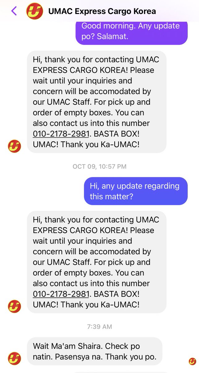 hadulset_shop's tweet photo. Hello 2! 3! Shoppers!🌟

Our box should arrived last week of September but there's a delay in the shipping. I am directly coordinating with UMAC and looking forward for their swift response from their end.

This is the first time we use UMAC and we are very sorry for the delay. https://t.co/hIoLWj72jJ