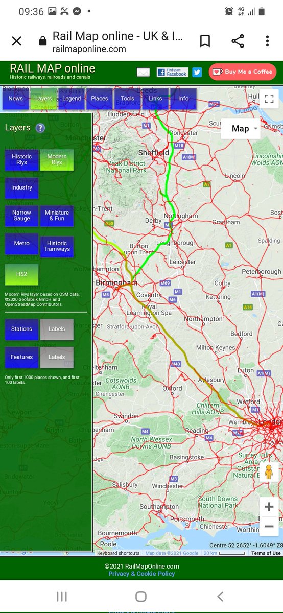 rh52d's tweet image. So, similar to the modern #A1, #HS2 bypasses the complexity of older routes where traffic is merging in the diverging off again, is a mixture of local, regional and long distance, and freight. We can build #NewRailways in UK, we appear to be simply frightened to do so.