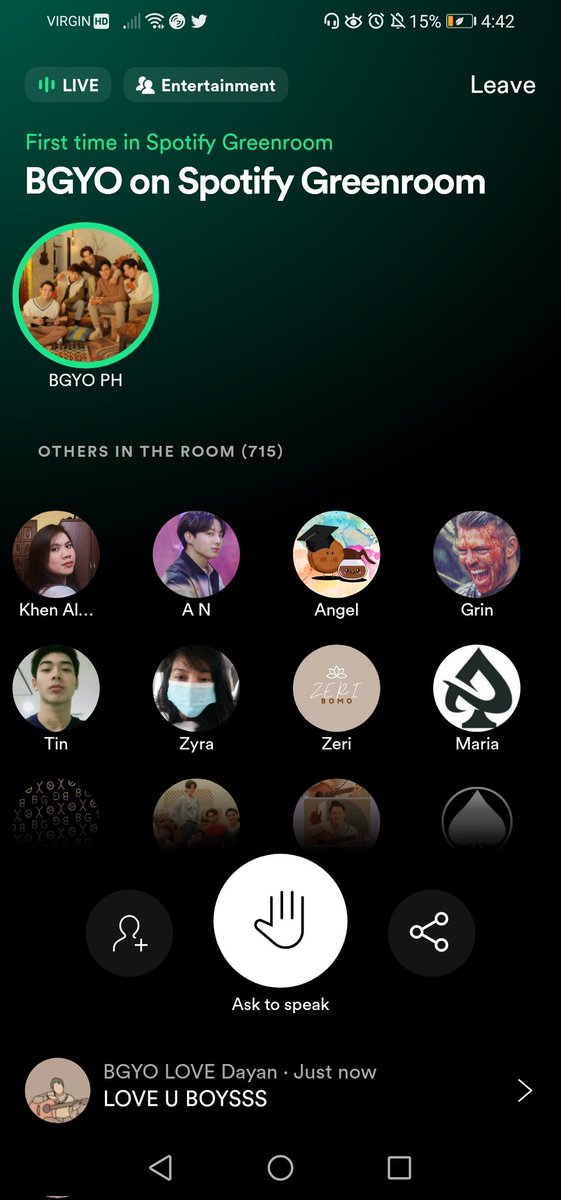 Zai_68216's tweet photo. GREENROOM MORE PLEASEEE. THANK YOU ACEs and OF COURSE OUR DJs @OFCBGYO_MEMBERS hahaha. Take care always.
BGYO ON SPOTIFY GREENROOM
#BGYOSpotifyGreenRoom
@bgyo_ph https://t.co/ZLM4zZpGm7