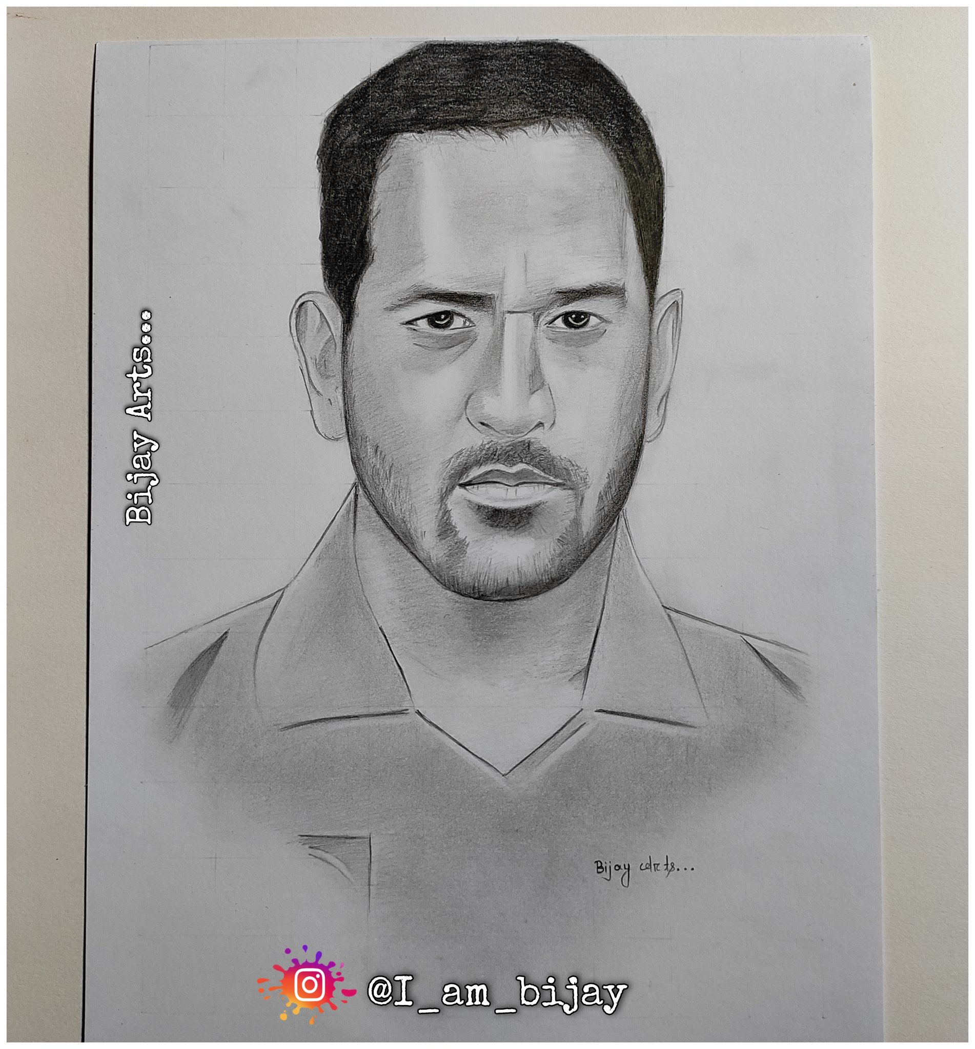 Buy Oil-based Color Pencil Portrait - MS Dhoni Handmade Painting by VARUN N  RAO. Code:ART_4415_27047 - Paintings for Sale online in India.