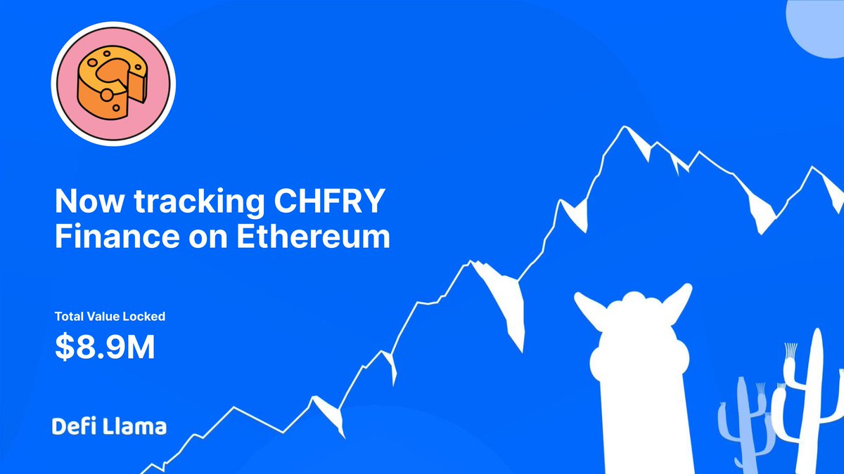 DefiLlama's tweet photo. Now tracking @ChfryFinance on @ethereum 

CHFRY is a lending protocol that powers automatic repayment of debt by deploying capital to high yield strategies and with flash loans

https://t.co/eh01AymzRh https://t.co/eXCroD1gro