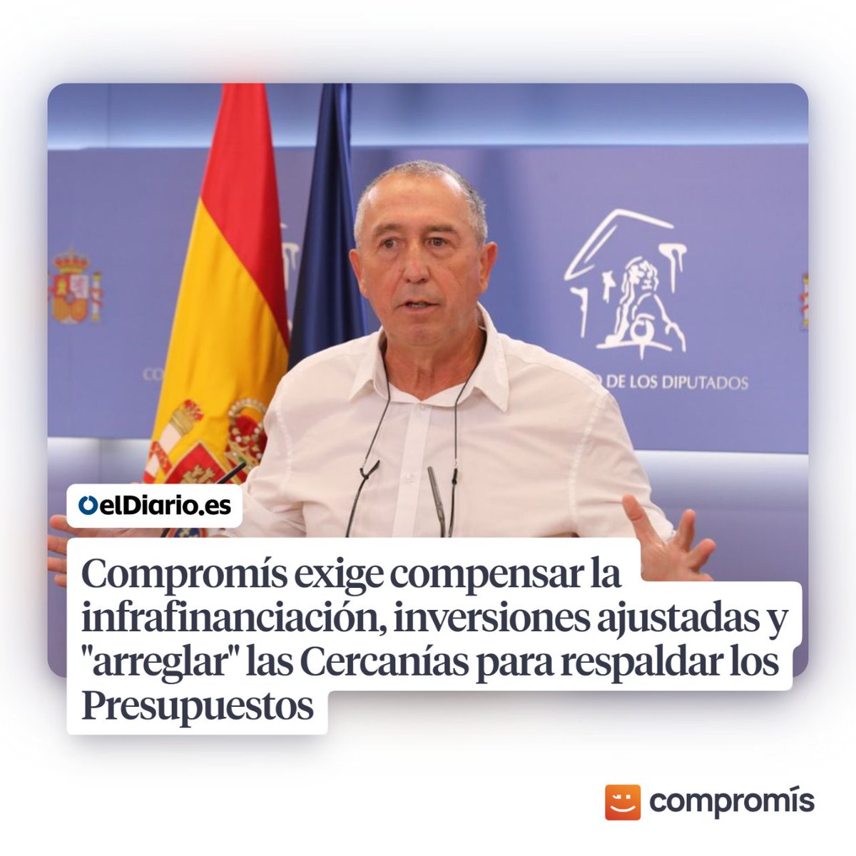 📊Compensar l'infrafinançament.
🤝Inversions ajustades al pes poblacional.
🚂Solucions per al caos de Rodalies.
📝Són els tres punts fonamentals de Joan Baldoví per a la negociació dels #PGE2022

📰 mtr.cool/xtfrykcomi
