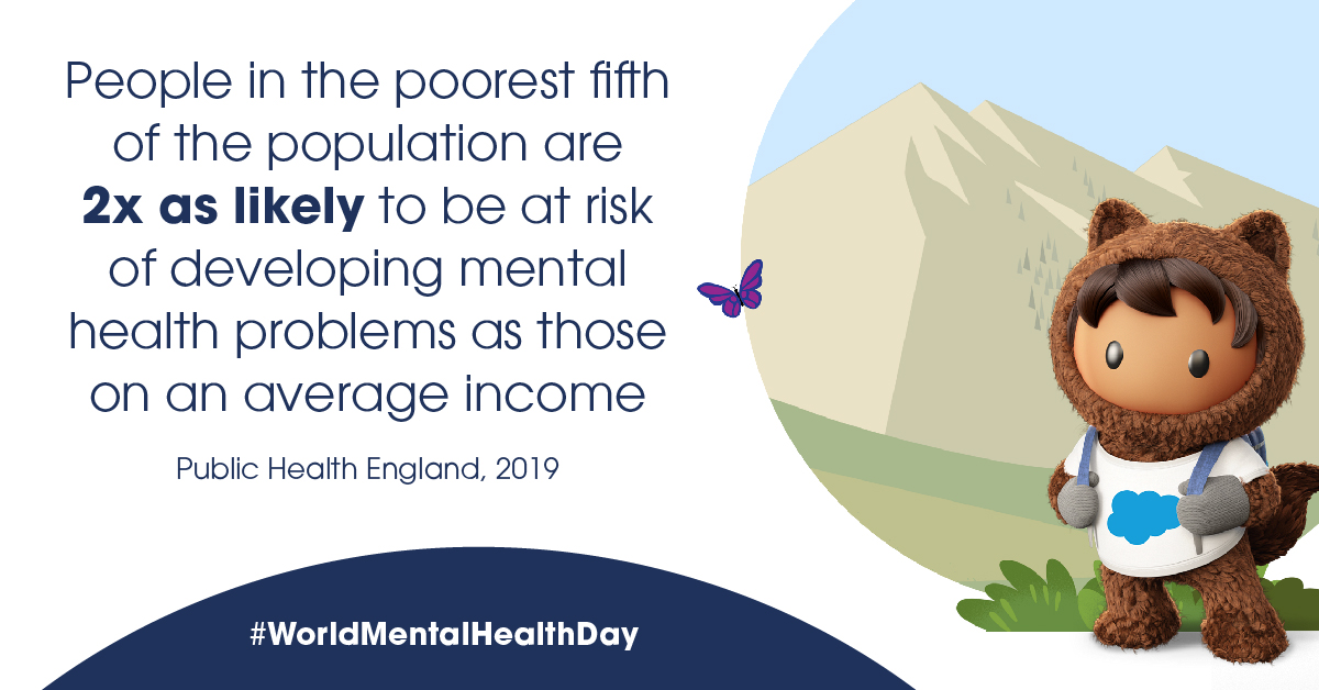 SalesforceUK's tweet photo. This year's #WorldMentalHealthDay is all about inequality in #mentalhealth, and what you can do to help tackle it...whether that is donating or adding your voice.

Let's fight for better mental health services for ➡️ everyone ⬅️ @MindCharity

https://t.co/KGRBf503KN https://t.co/sQ2irViwMq