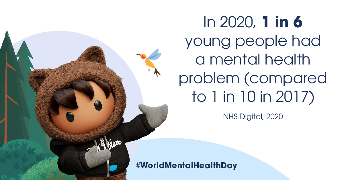 SalesforceUK's tweet photo. This year's #WorldMentalHealthDay is all about inequality in #mentalhealth, and what you can do to help tackle it...whether that is donating or adding your voice.

Let's fight for better mental health services for ➡️ everyone ⬅️ @MindCharity

https://t.co/KGRBf503KN https://t.co/sQ2irViwMq